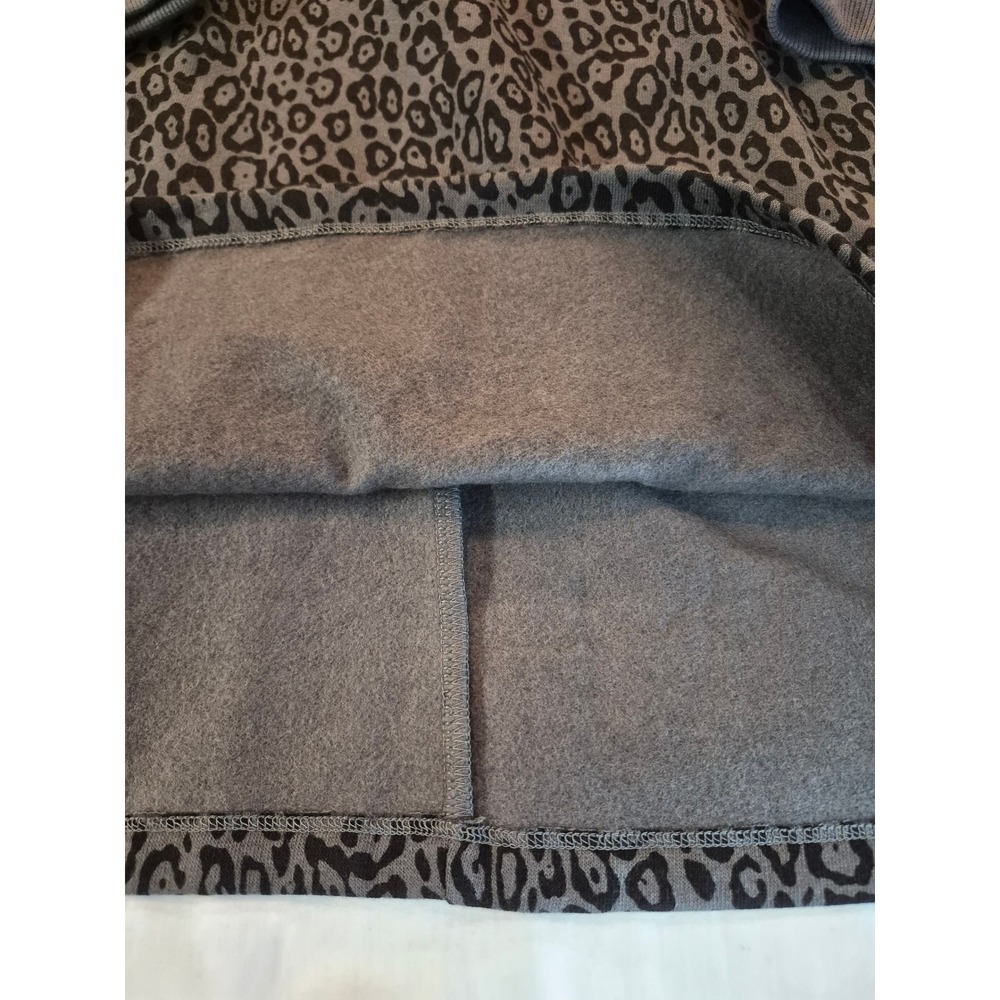 Nine West Leopard Print Ruffle Shoulder V-Neck Sweatshirt Dress Gray Size Large - Picture 7 of 10